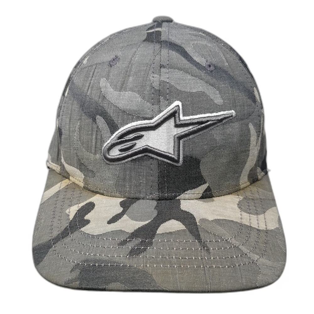Alpinestars Baseball Cap Gray Camo XL Fitted Flexfit Hat Logo A-Star Graphic